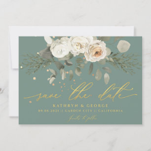 Soft Floral Botanical Greenery Sage Wedding Save The Date