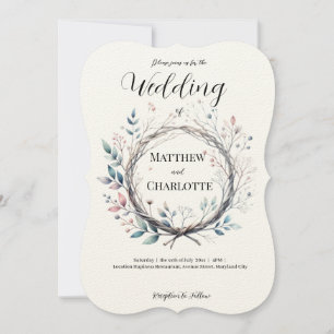 Soft Floral Branch Wreath Pastel Wildflower Frame