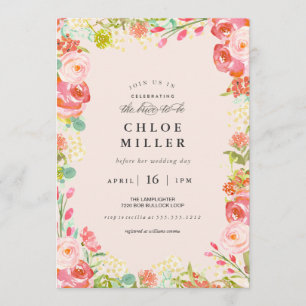 SOFT FLORAL bridal shower invitation pink