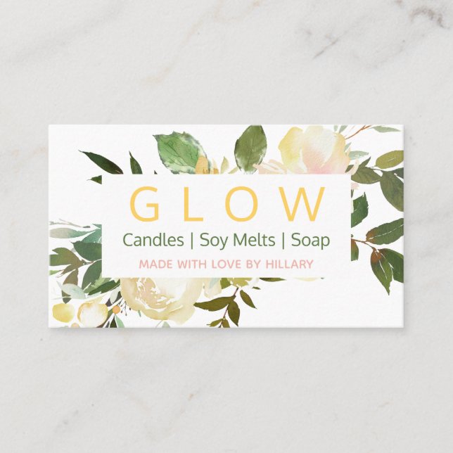 Soft Floral Candle Soy Melt Soap And DIY Craft Business Card (Front)