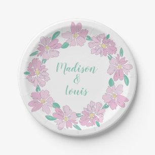 Soft floral circle ring paper plate