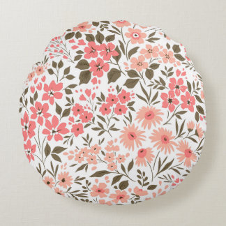 Soft Floral Dreams Round Cushion