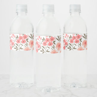 Soft Floral Dreams Water Bottle Label