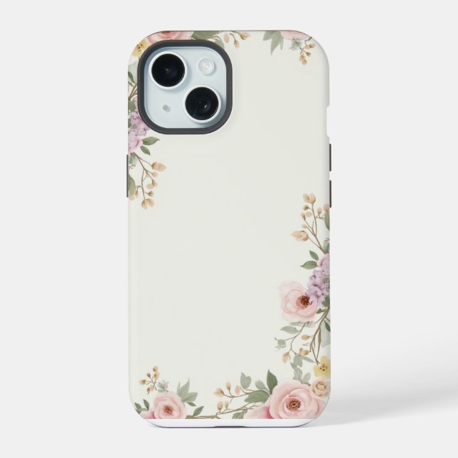 Soft Floral Elegance iPhone 15 Case (Back)