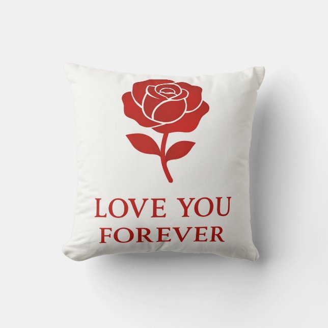 Soft Floral Forever Love Valentine Decorative Cushion (Front)