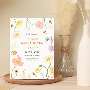 Soft floral garden baby shower invitation