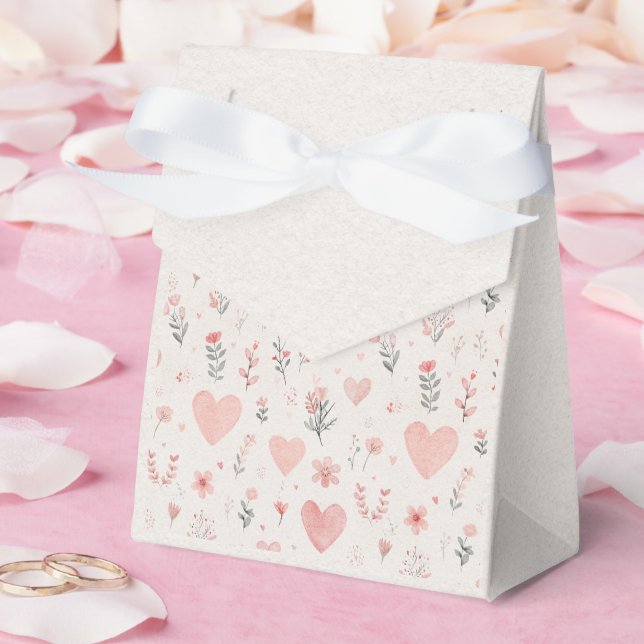 Soft Floral Hearts Favour Box (Wedding)
