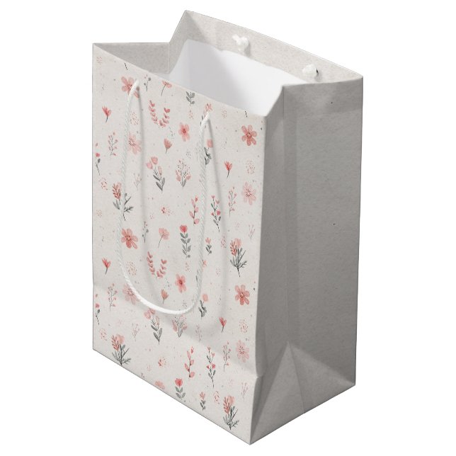 Soft Floral Hearts Gift Bag (Front Angled)
