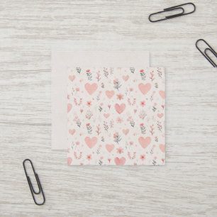 Soft Floral Hearts Square Business Card