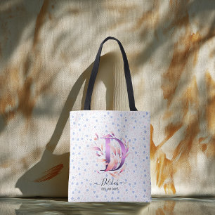 Soft Floral Initial D Tote Bag & Pastel Abstract