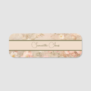 Soft floral neutral colours Classic Name Tag
