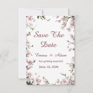 Soft Floral Pastel Cherry Blossom Save The Date 
