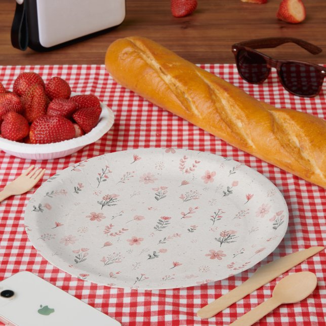 Soft Floral Pattern Paper Plates (Picnic)