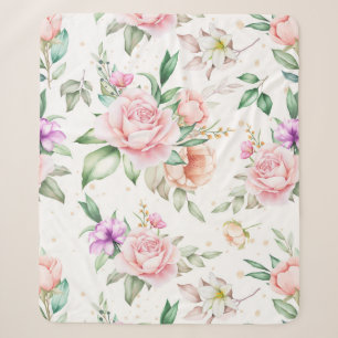Soft Floral Pattern Sherpa Blanket