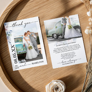 Soft Floral Photo Wedding Thank You Card