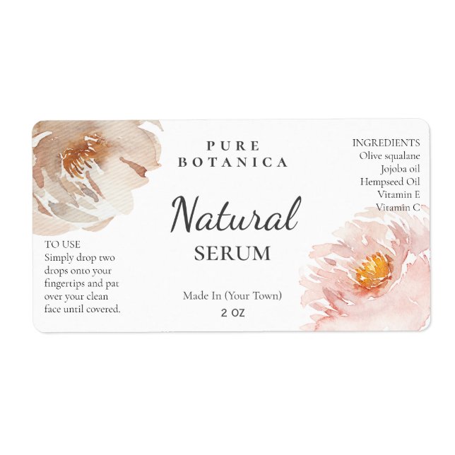 Soft Floral Pink Face Serum Labels (Front)