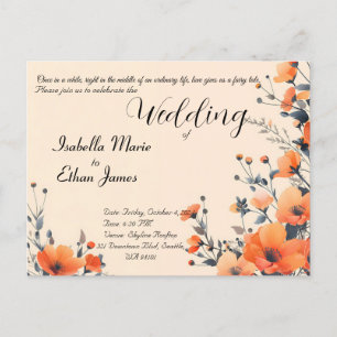 Soft floral romanitc wedding invitation design postcard