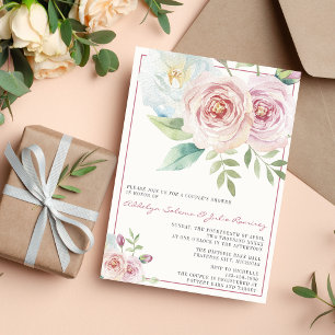 Soft Floral Romantic Greenery Mauve Couples Shower Invitation