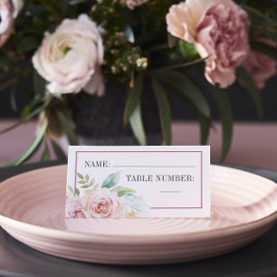 Soft Floral Romantic Greenery Mauve Wedding Place  Place Card