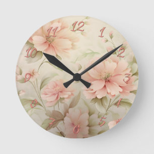 Soft Floral Round Clock