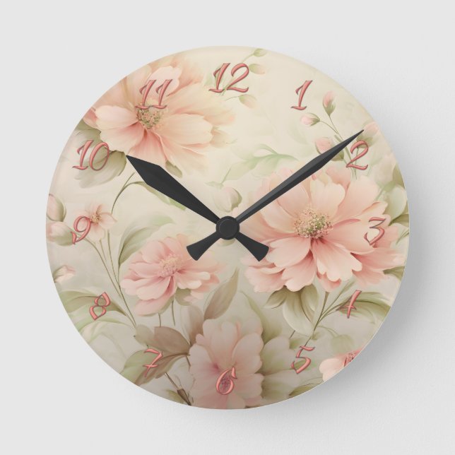 Soft Floral Round Clock (Front)