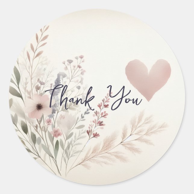 Soft Floral Thank You Sticker (Front)