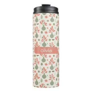 Soft Floral Vase Pattern — Blush Pink Accent Thermal Tumbler