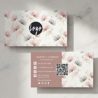 Soft Floral Watercolor Business Card 