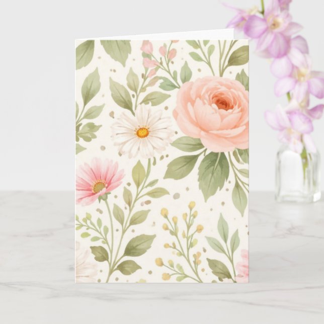 Soft Floral Watercolor Pattern   Card (Orchid)