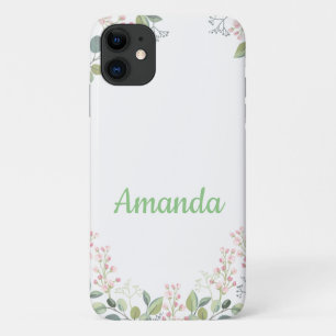 Soft Floral with Leaves and Tiny Budding Flowers iPhone 11 Case
