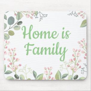 Soft Floral with Leaves and Tiny Budding Flowers Mouse Mat