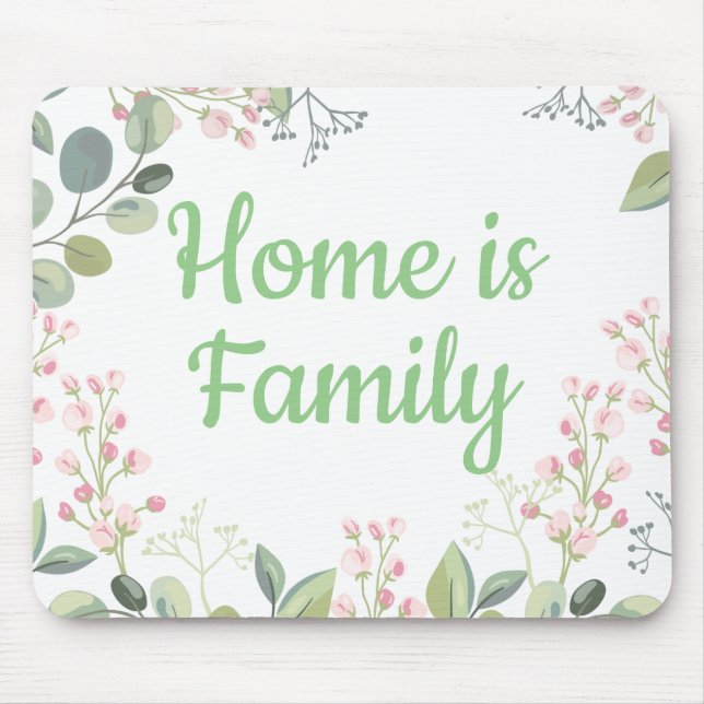 Soft Floral with Leaves and Tiny Budding Flowers Mouse Mat (Front)