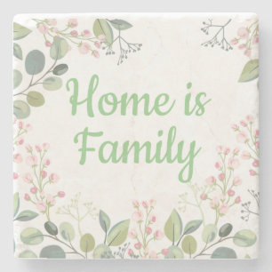 Soft Floral with Leaves and Tiny Budding Flowers Stone Coaster