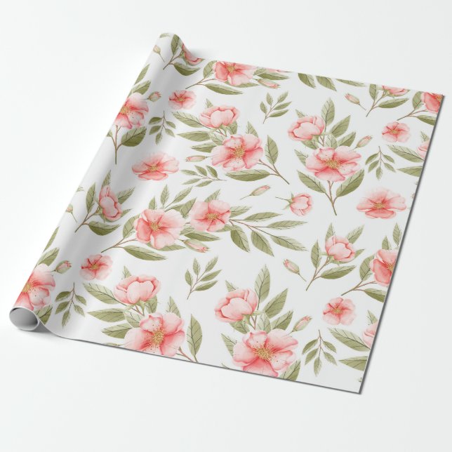 Soft  Floral Wrapping Paper (Unrolled)