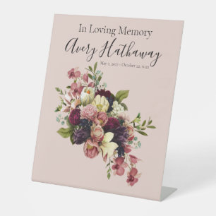 Soft Florals Celebration of Life Pedestal Sign