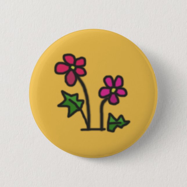 Soft flower 6 cm round badge (Front)
