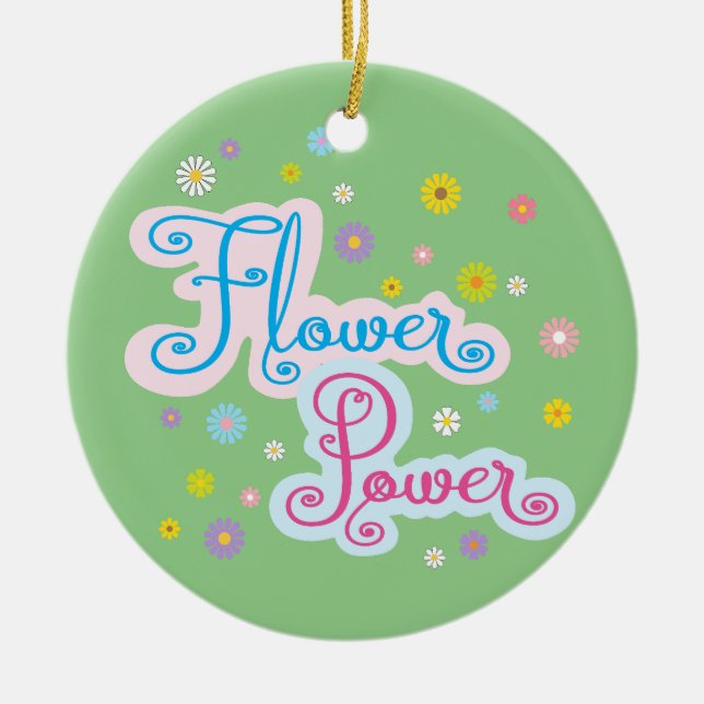Soft Flower power Ceramic Tree Decoration (Front)