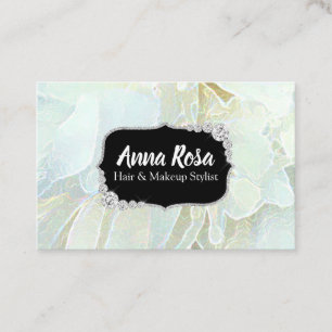 *~* Soft Flower Turquoise Blue  Bling Diamond Business Card