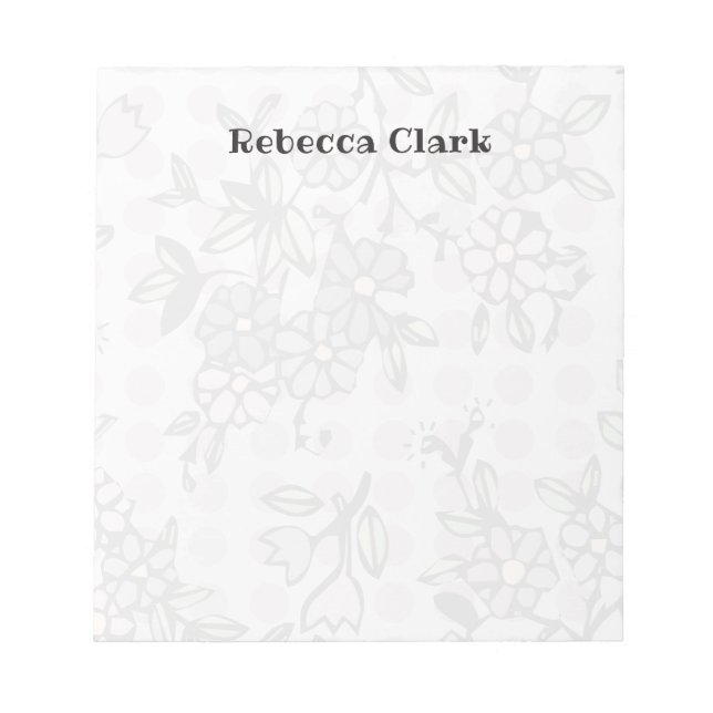 Soft Flowers & Polka dots Notepad Template (Front)
