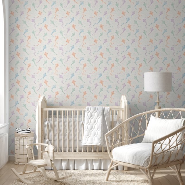 Soft Flying Kites Pattern in Pastel Tone Wallpaper (Kids)