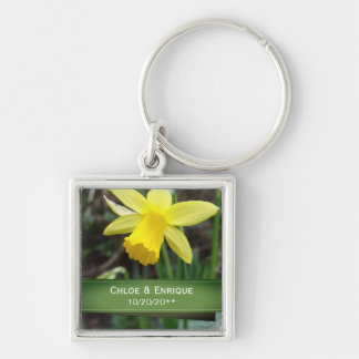 Soft Focus Daffodil Personalised Wedding Key Ring