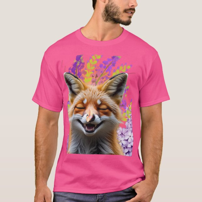 Soft Fox in Flowers T-Shirt (Front)