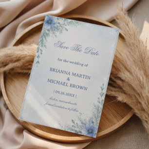 Soft Frosted Blue Botanical Serenity Save The Date