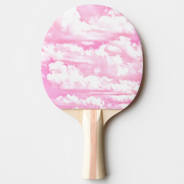 Soft Fuchsia Pink Girly Clouds Ping Pong Paddle (Front)