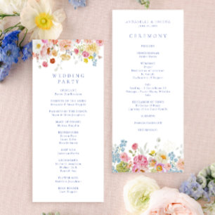 Soft Garden Florals Wedding Ceremony Program