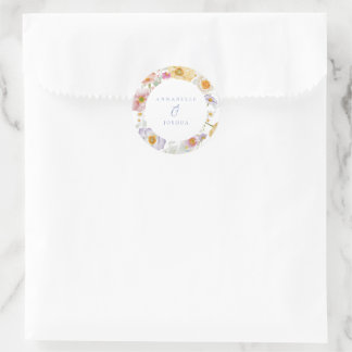 Soft Garden Florals Wedding  Classic Round Sticker
