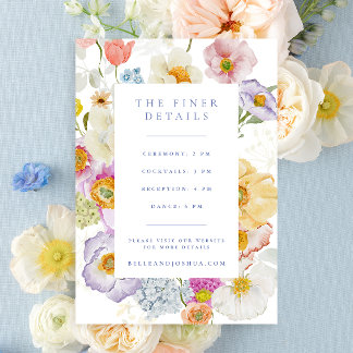 Soft Garden Florals Wedding Details Enclosure Card