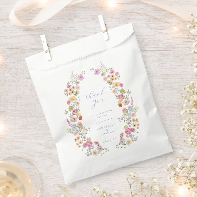 Soft Garden Florals Wedding Favour Bags (Clipped)