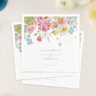 Soft Garden Florals Wedding  Napkin