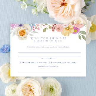 Soft Garden Florals Wedding RSVP  Invitation